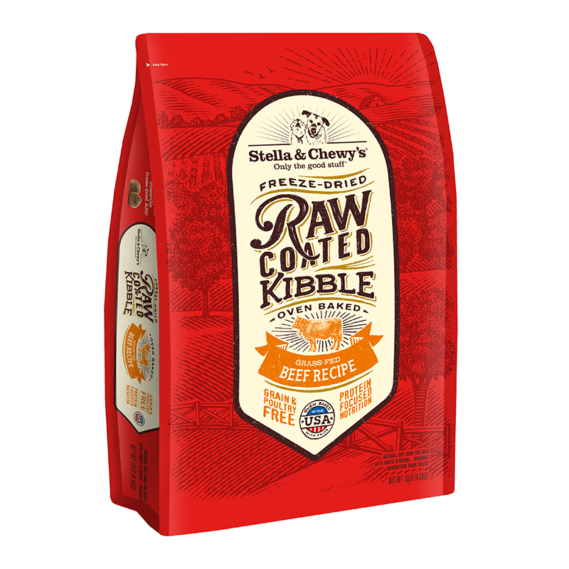 Stella & Chewy's Raw Coated Kibble Beef Recipe 10LB, All for Dogs, Dog