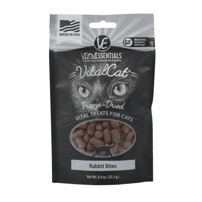Vital Essentials Freeze-Dried Grain Free Bites Rabbit Cat Treats, 0.9 oz