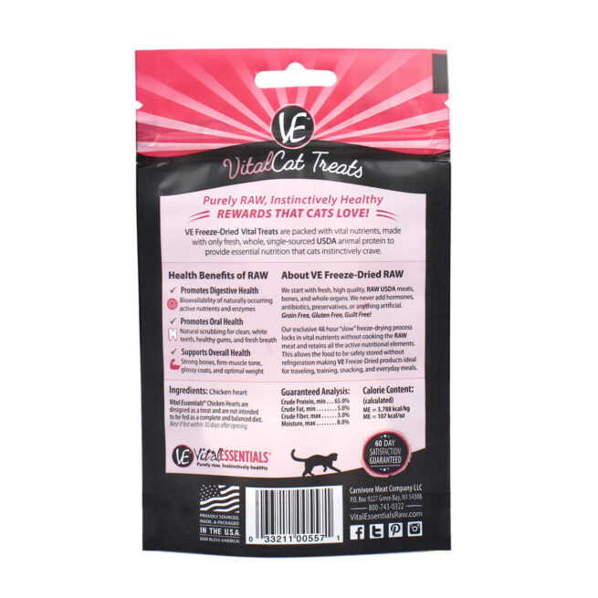 Vital Essentials Chicken Hearts Freeze-Dried Grain Free Treats, 0.8 oz - Image 3
