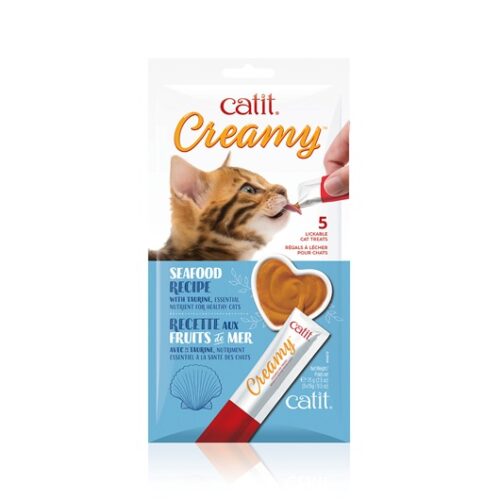 Catit Creamy Lickable Cat Treat - Seafood - 5 pack